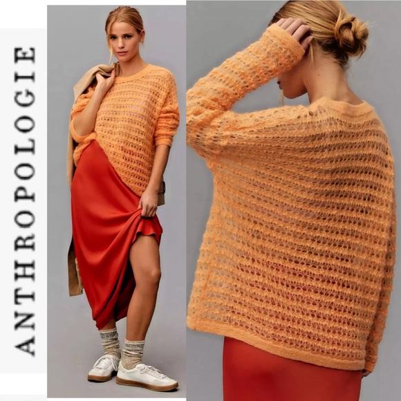 NWT Anthropologie Pilcro Open Stitch Pullover Fuzzy Sweater xs - Picture 2 of 13